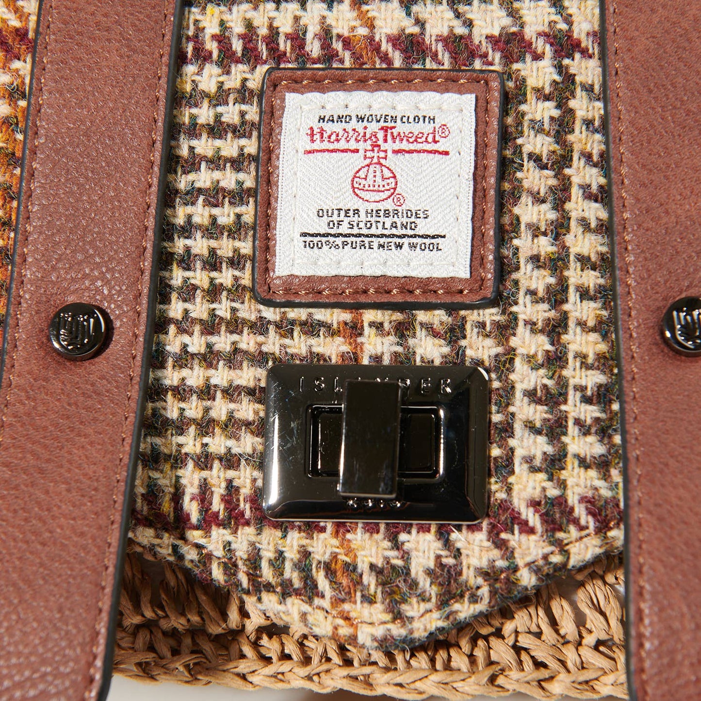 THE MINI STRAW SATCHEL - BEIGE DOGTOOTH