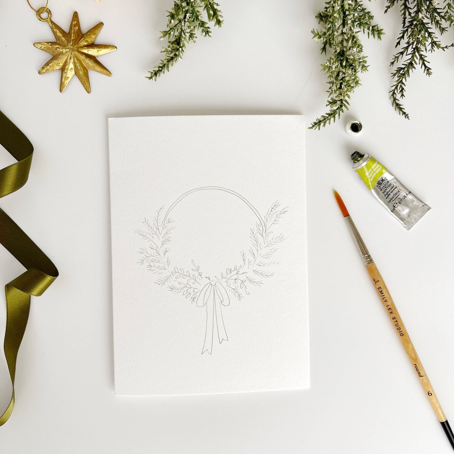 WREATHS PAINTABLE NOTECARDS