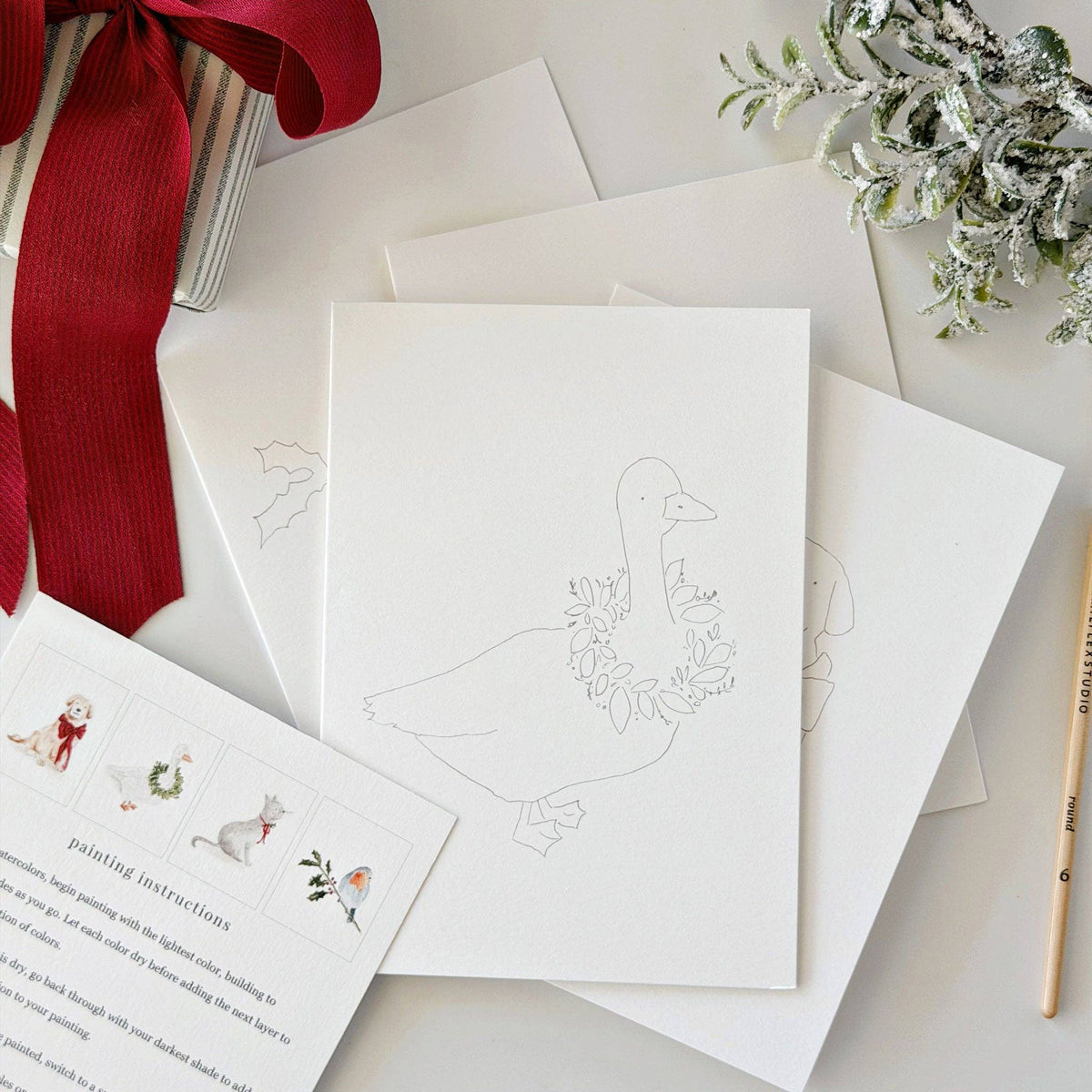 FESTIVE FRIENDS PAINTABLE NOTECARDS