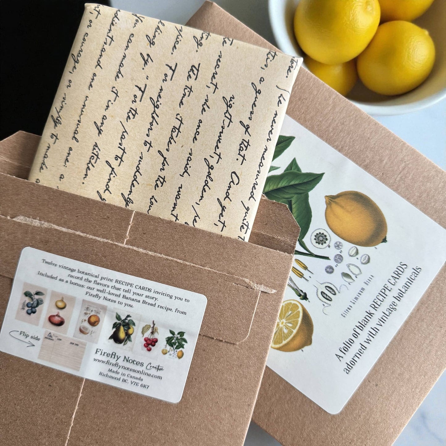 BOTANICAL RECIPE CARDS - SET 12 WITH BANANA BREAD RECIPE CARD