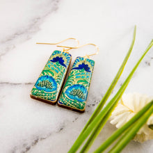 Load image into Gallery viewer, ART NOUVEAU ABSTRACT TURQUOISE FLOWER EARRINGS