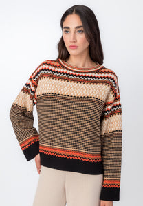 JACQUARD PULLOVER - BEIGE STRUCTURE PATTERN