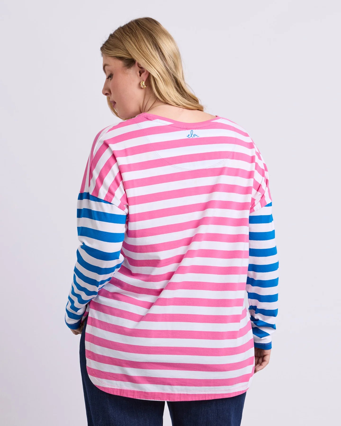ROUGE STRIPE LONG SLEEVE TEE - PINK & WHITE STRIPE
