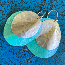 Load image into Gallery viewer, COPPER PATINA &amp; SILVER DISC EARRINGS