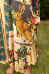 LONG DUSTER ROBE - STAY GOLD FLORAL w/ Rabbit & Bees