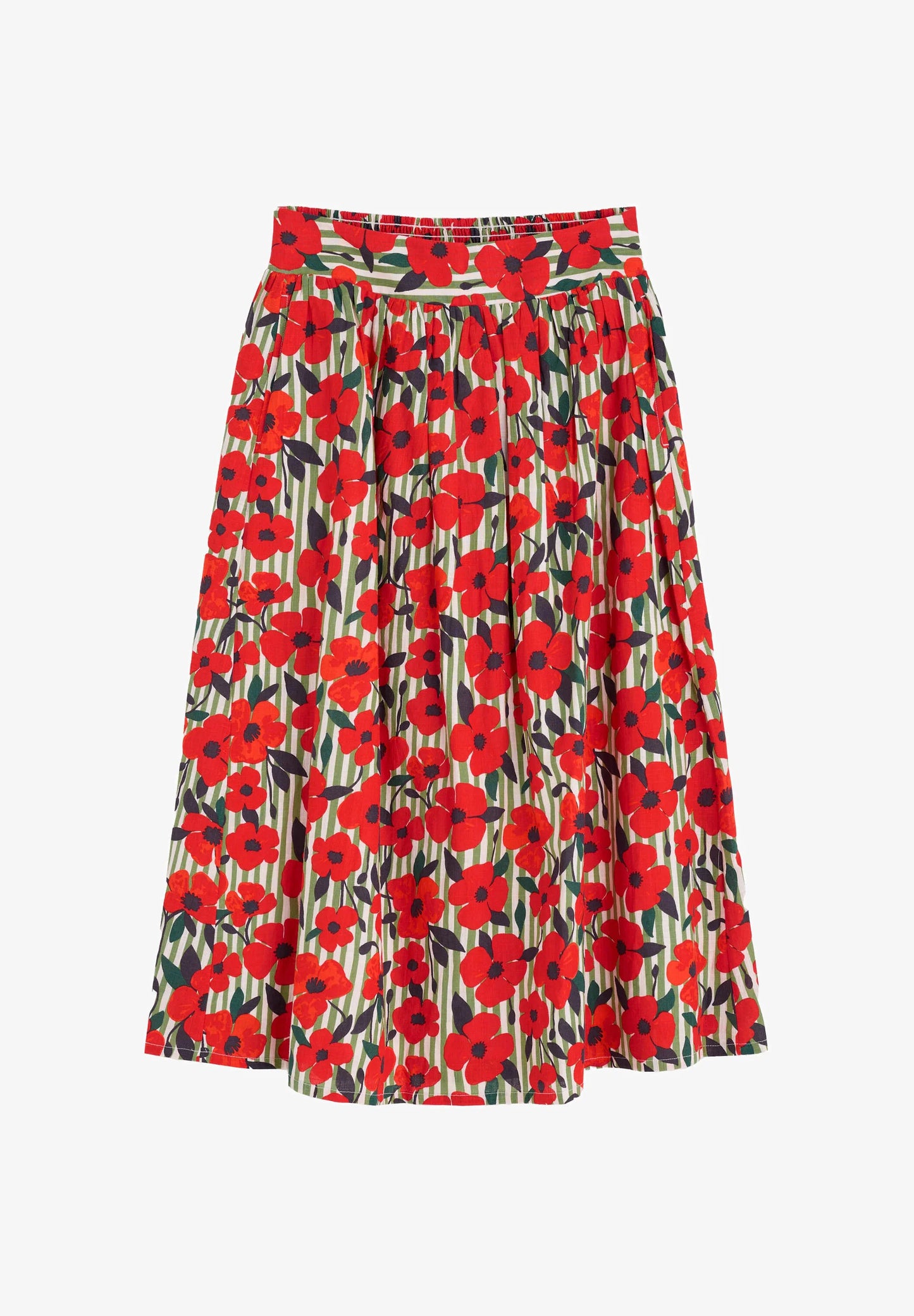 MEVAGISSEY SKIRT - STRIPEY FLORAL MOSS