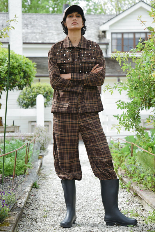DOWN THE LINE PANT - CHOCOLATE CHECK