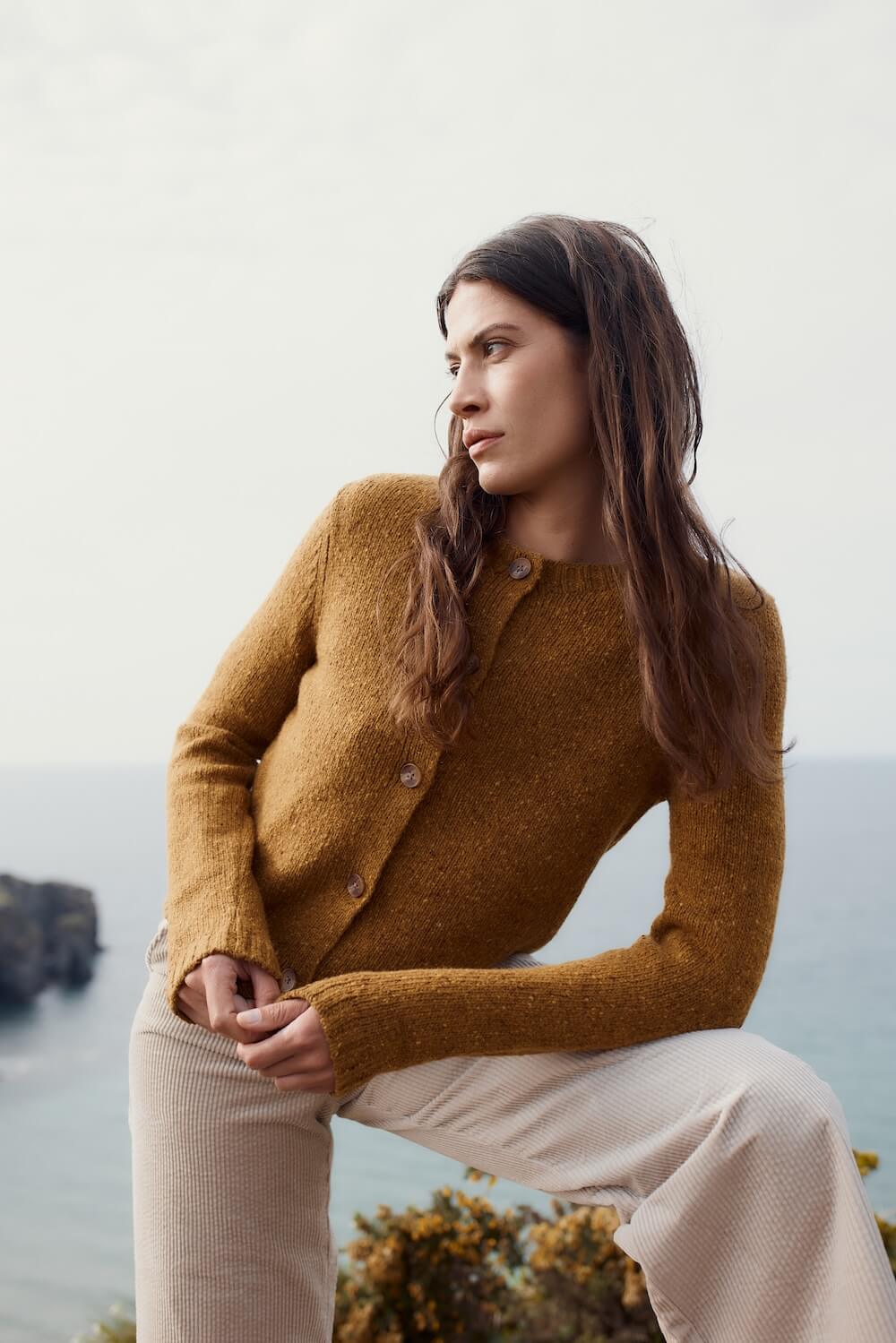 DAWSON PICK MERINO CARDIGAN - MARSHLAND