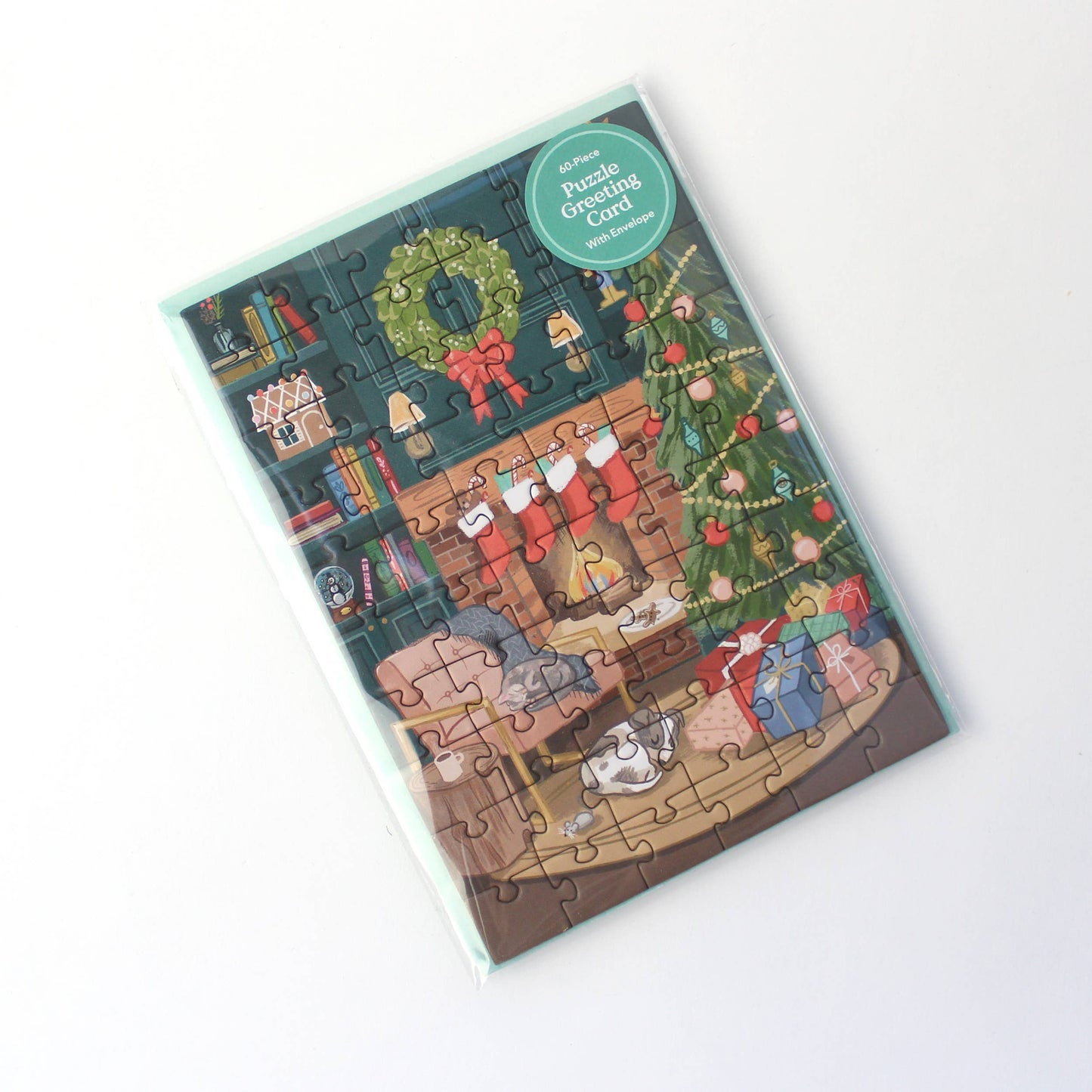PUZZLE GREETING CARD - COSY FIREPLACE