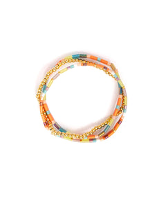 MIYUKI TILA BRACELETS - AQUA/ORANGE SET 3