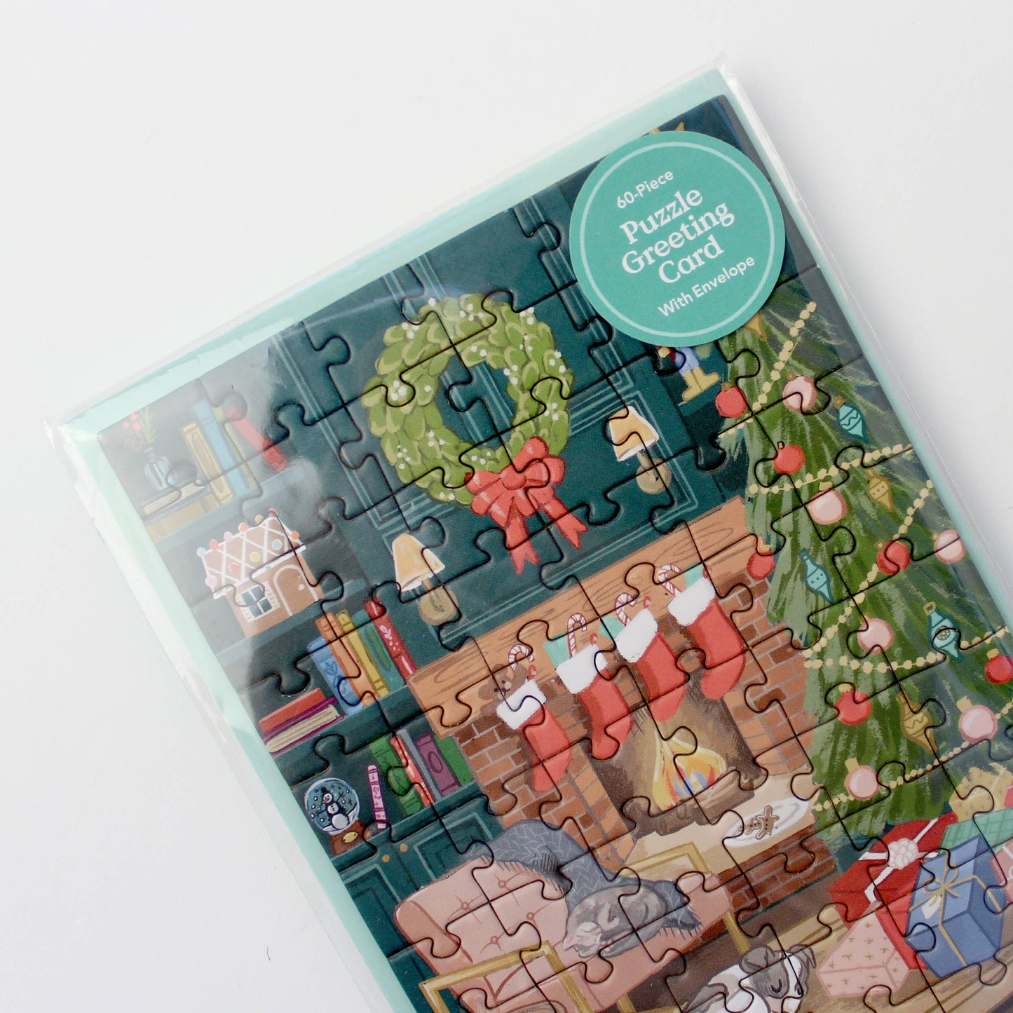 PUZZLE GREETING CARD - COSY FIREPLACE