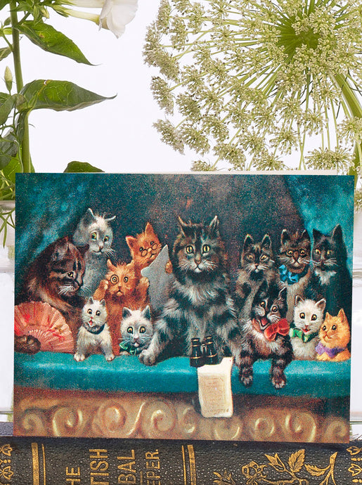LITTLE VINTAGE GREETING CARD - CATS AT THE THEATRE