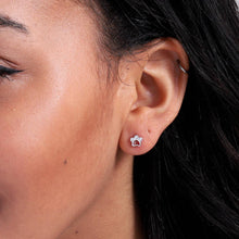 Load image into Gallery viewer, THE COMPANION - ROSE GOLD CRYSTAL TINY PAW EARRINGS