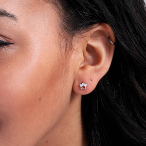 THE COMPANION - ROSE GOLD CRYSTAL TINY PAW EARRINGS