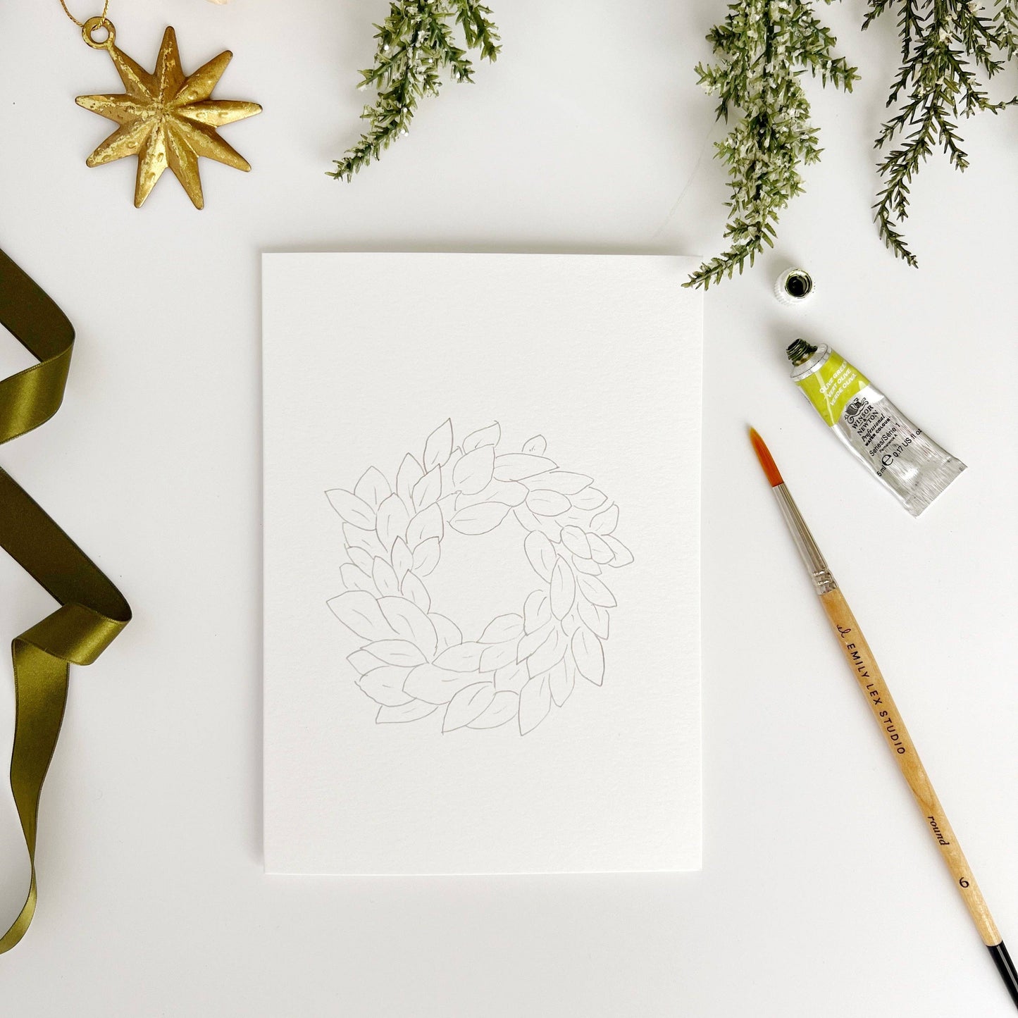 WREATHS PAINTABLE NOTECARDS