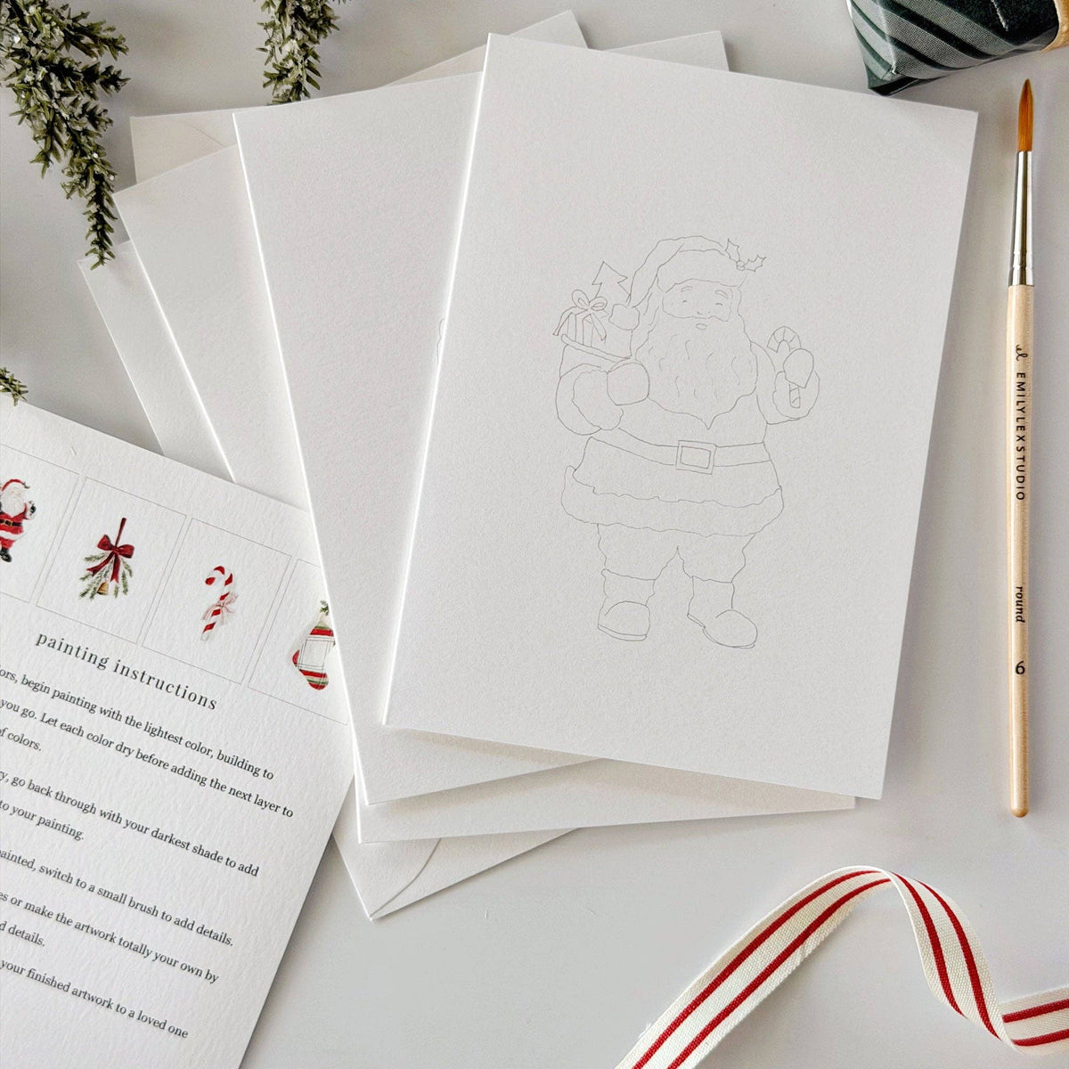 CLASSIC CHRISTMAS PAINTABLE NOTECARDS