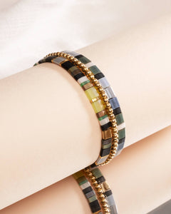 MIYUKI TILA BRACELETS - GREEN/GREY SET 3