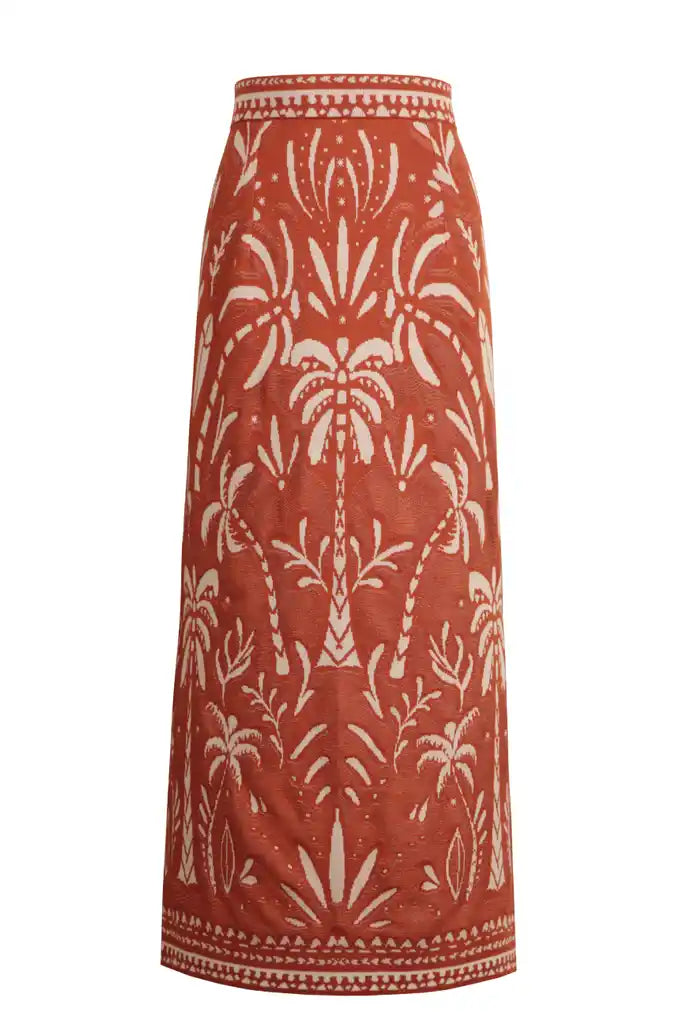 LONG SKIRT - URBAN BOTANIC PATTERN NOUGAT
