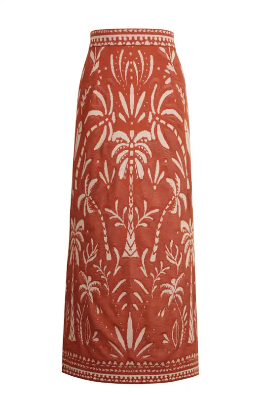 LONG SKIRT - URBAN BOTANIC PATTERN NOUGAT