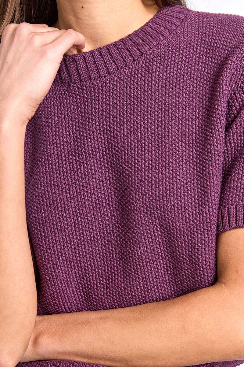 BLAIR SHIRT SLEEVE KNIT - PLUM