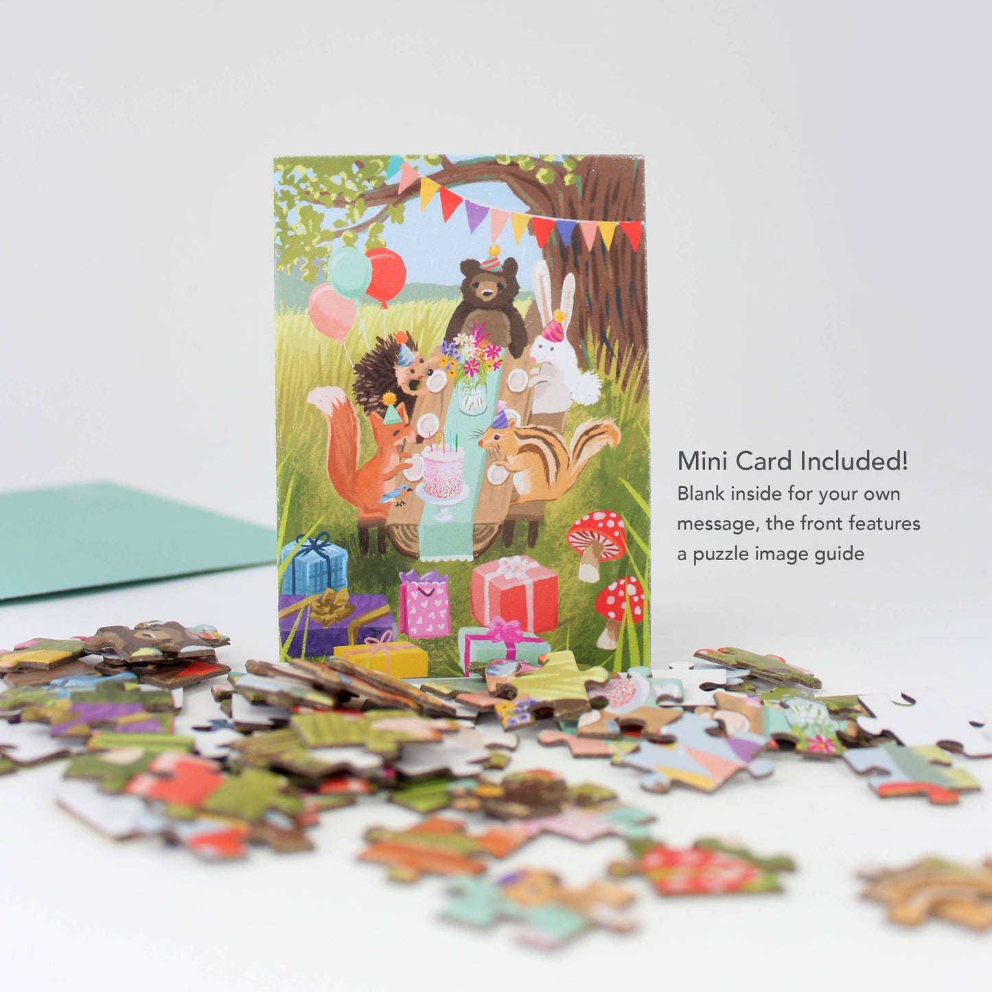 PUZZLE GREETING CARD - WOODLAND PARTY