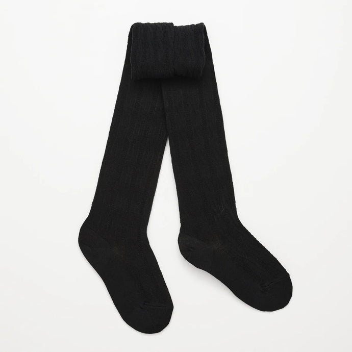 MERINO CABLE TIGHTS - BLACK