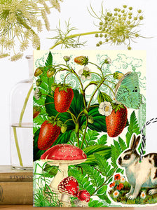 LARGE FANDANGLE GREETING CARD - BLACK & WHITE RABBIT