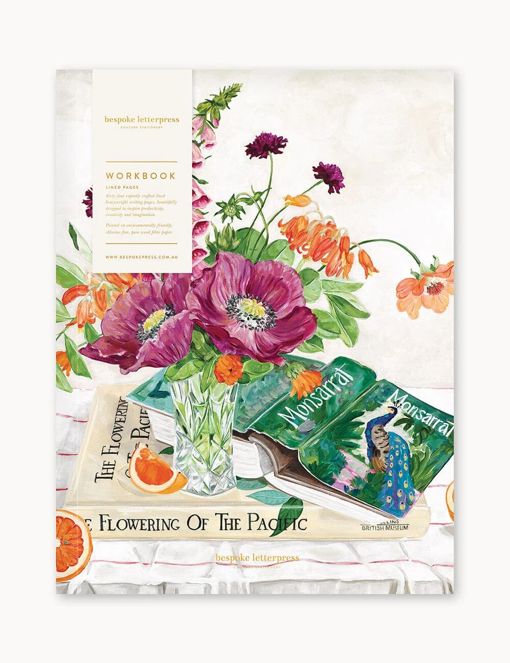 WORKBOOK LINED PAGES - POPPIES & FOXGLOVES