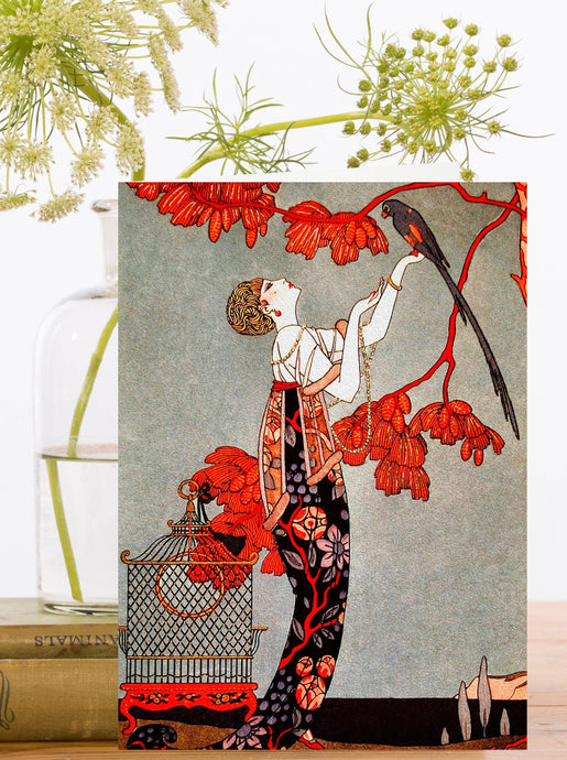 HAND GLITTERED LARGE GREETING CARD - THE RED TREE