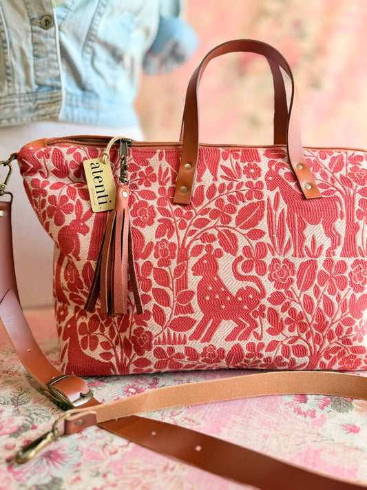 OTOMI ANIMALS TOTE BAG - MEXICAN INSPIRED TAPESTRY BAG