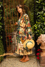 Load image into Gallery viewer, LONG DUSTER ROBE - STAY GOLD FLORAL w/ Rabbit &amp; Bees