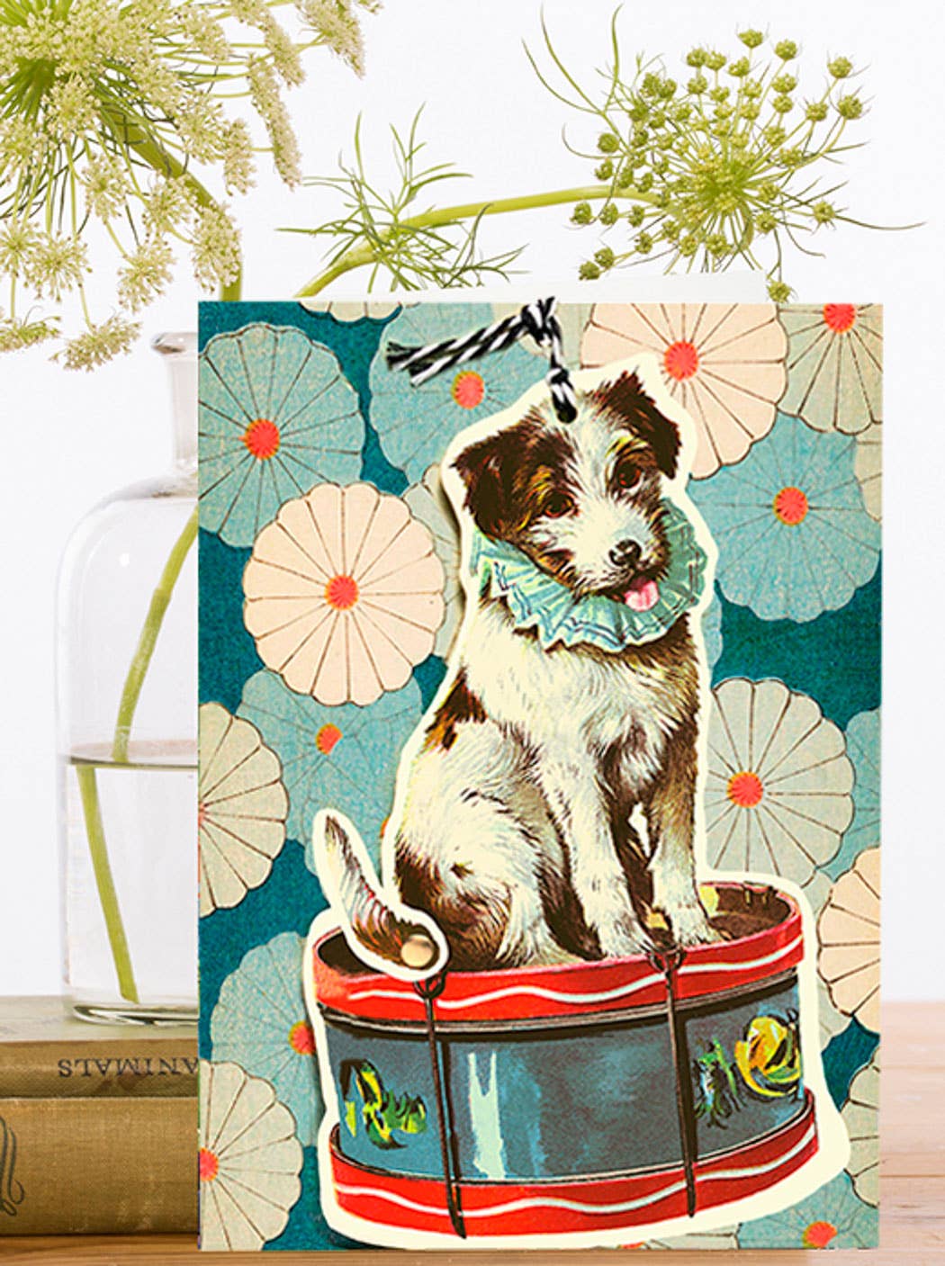 LARGE FANDANGLE GREETING CARD - DRUM DOG