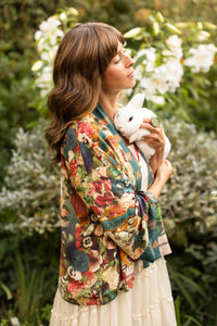 PIXIE CROPPED DUSTER - STAY GOLD WITH RABBITS & BEES