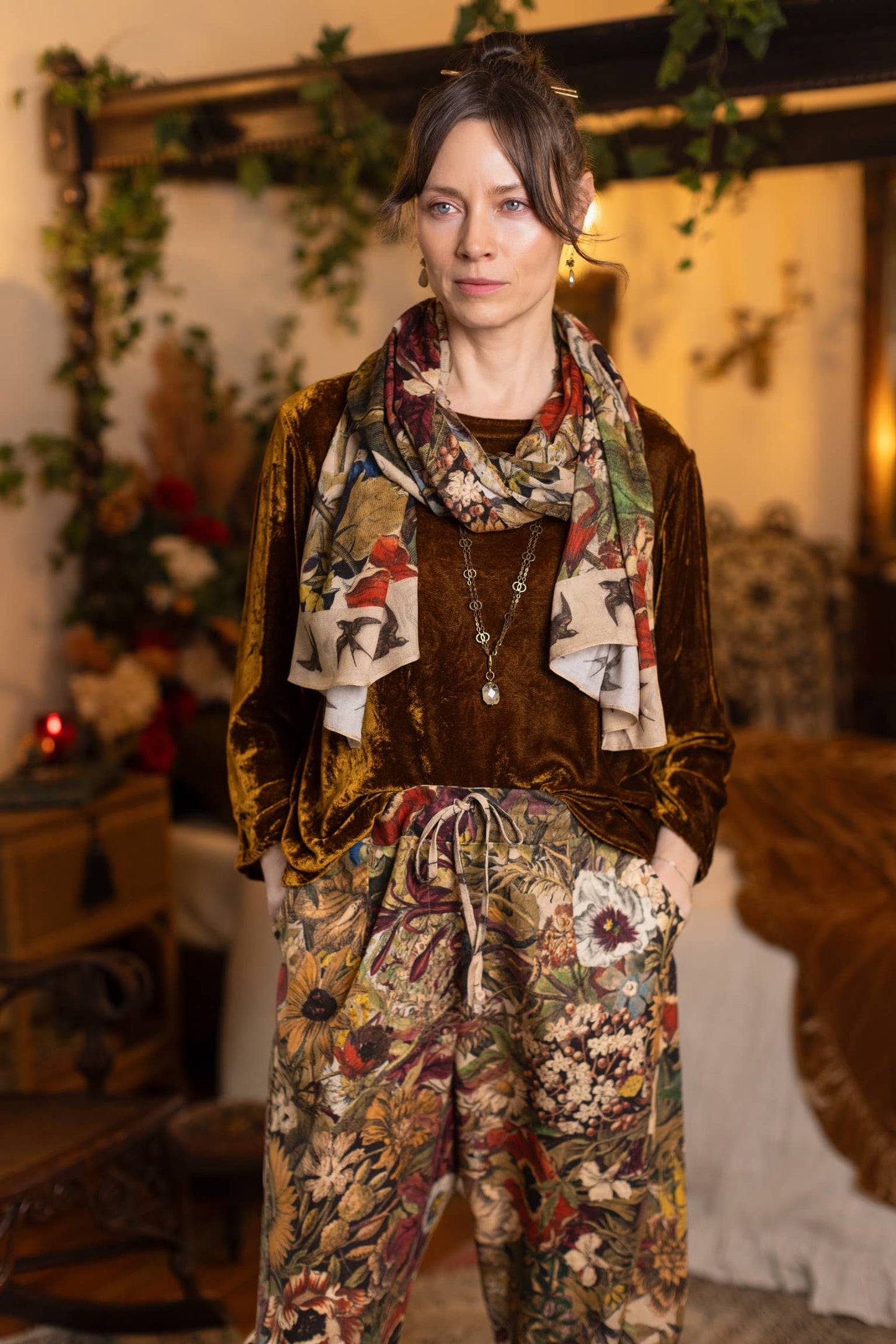 GOLDEN HOUR FLORAL BOHEMIAN SCARF