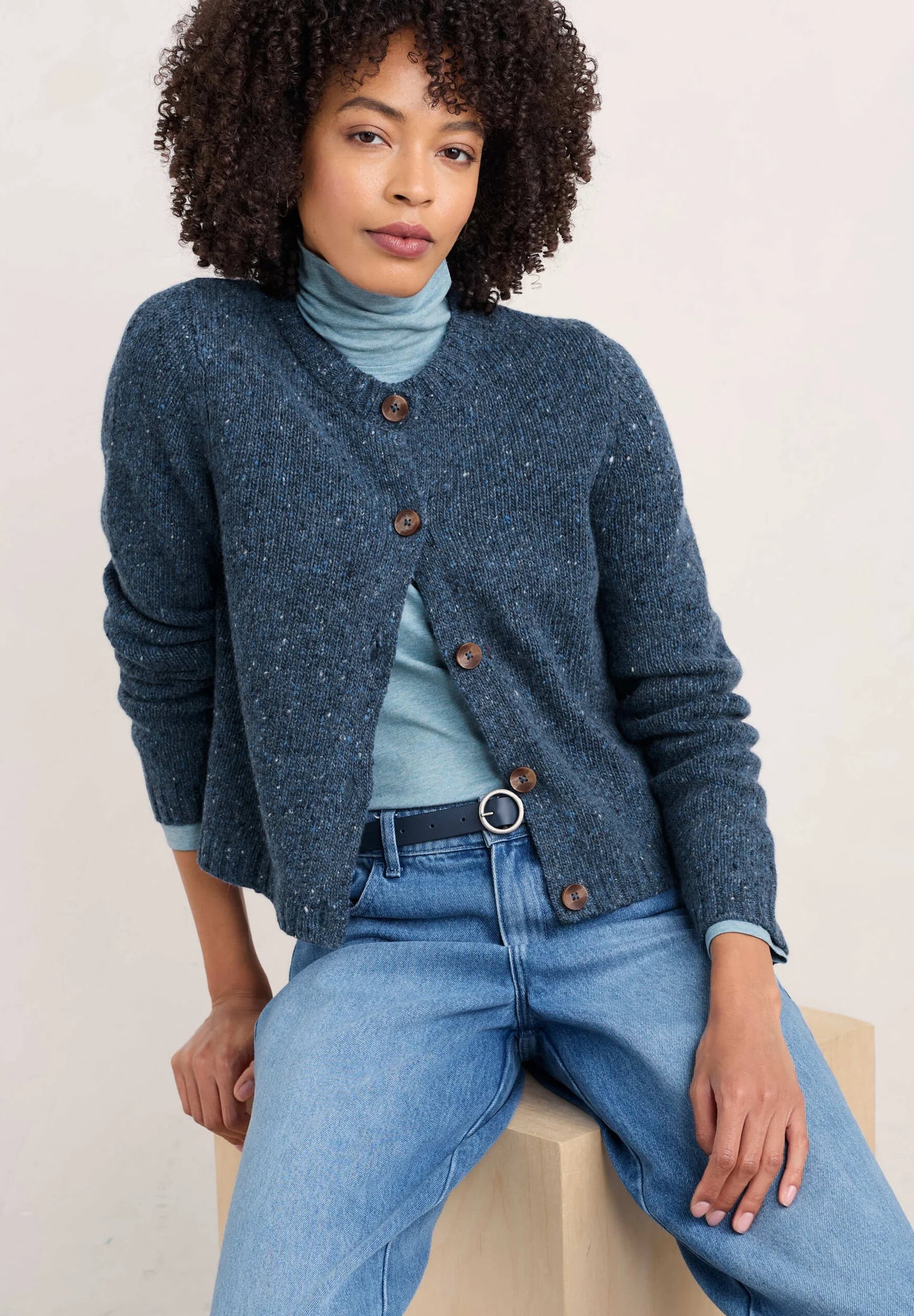DAWSON PICK MERINO CARDIGAN - STARLING