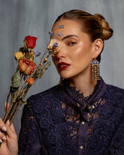 Load image into Gallery viewer, BEADED HANDWOVEN BROCADE GARDEN EARRINGS