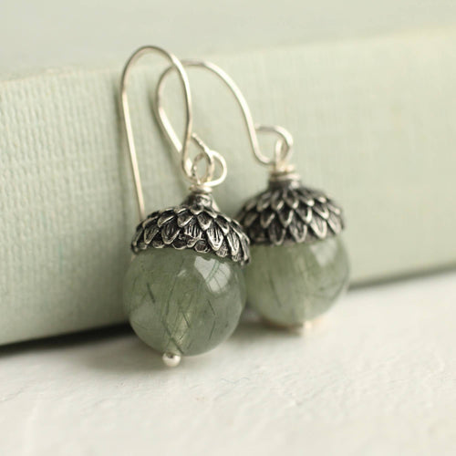 SILVER SAGE ACORN EARRINGS