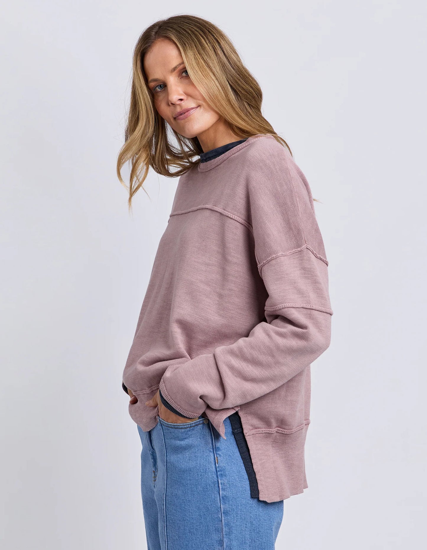 JAYNE THROW ON KNIT - DUSTY PINK