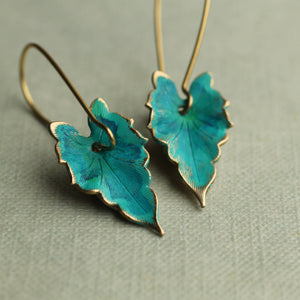 VERDIGRIS TURQUOISE LEAF EARRINGS