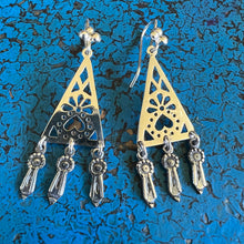Load image into Gallery viewer, TRIANGLE CHANDELIER SILVER EARRINGS