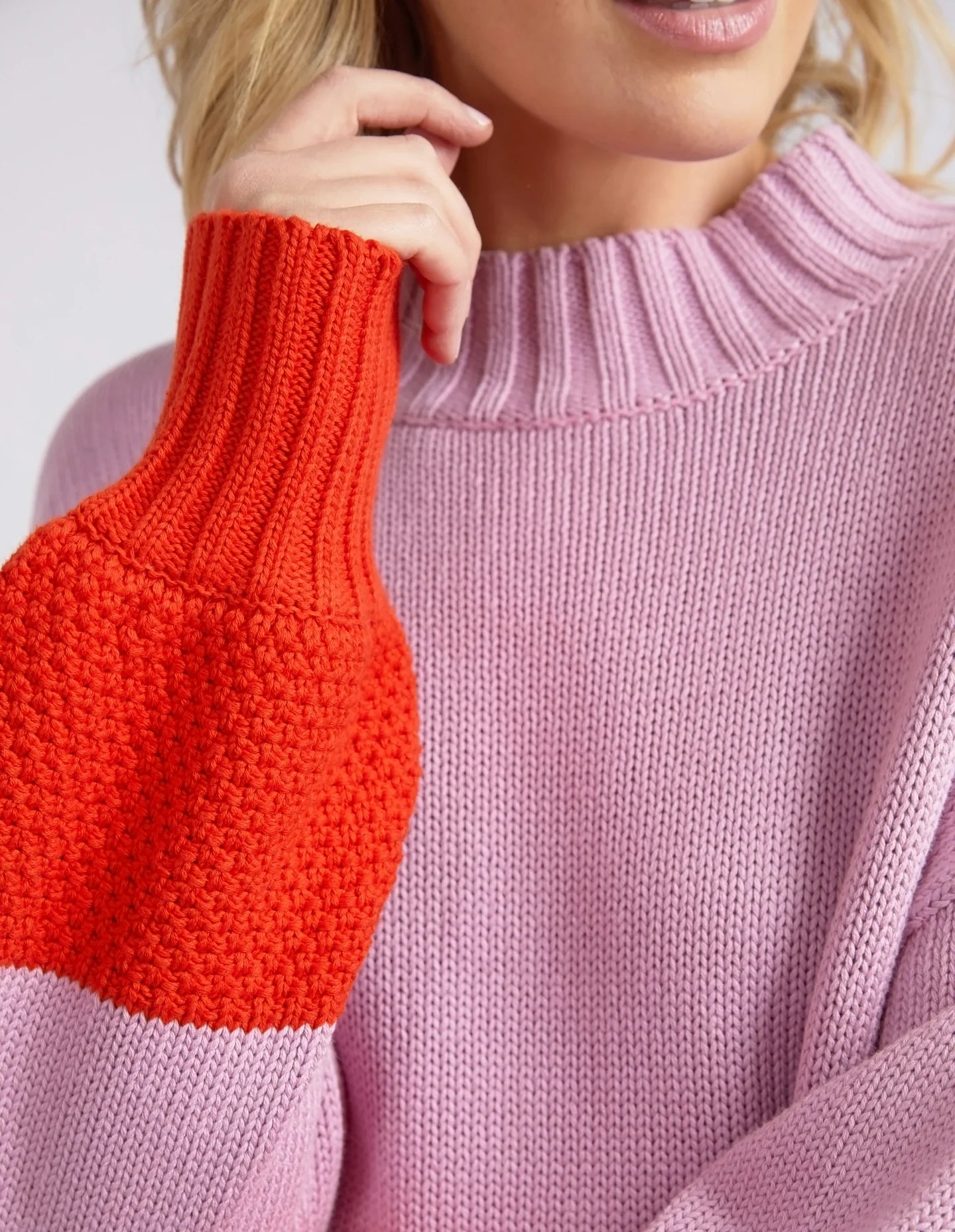 LOUIE MOCK NECK - PEONY PINK & TANGELLO