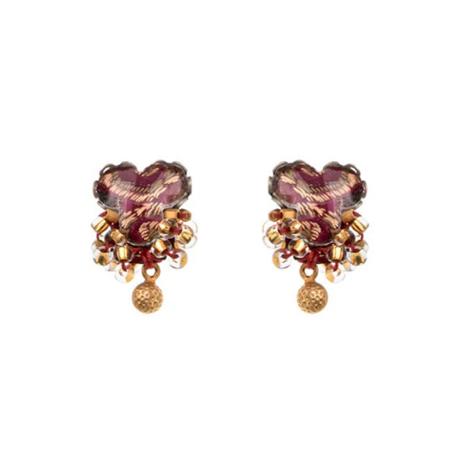 BAIKA STUD BEADED EARRINGS - PLUM WINE SET