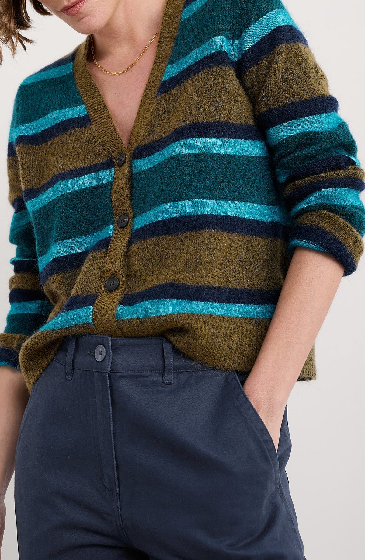 ETCHING CARDIGAN - EARTHENWARE CYAN MIX