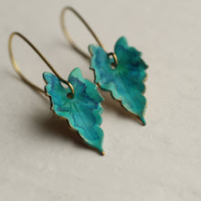 Load image into Gallery viewer, VERDIGRIS TURQUOISE LEAF EARRINGS