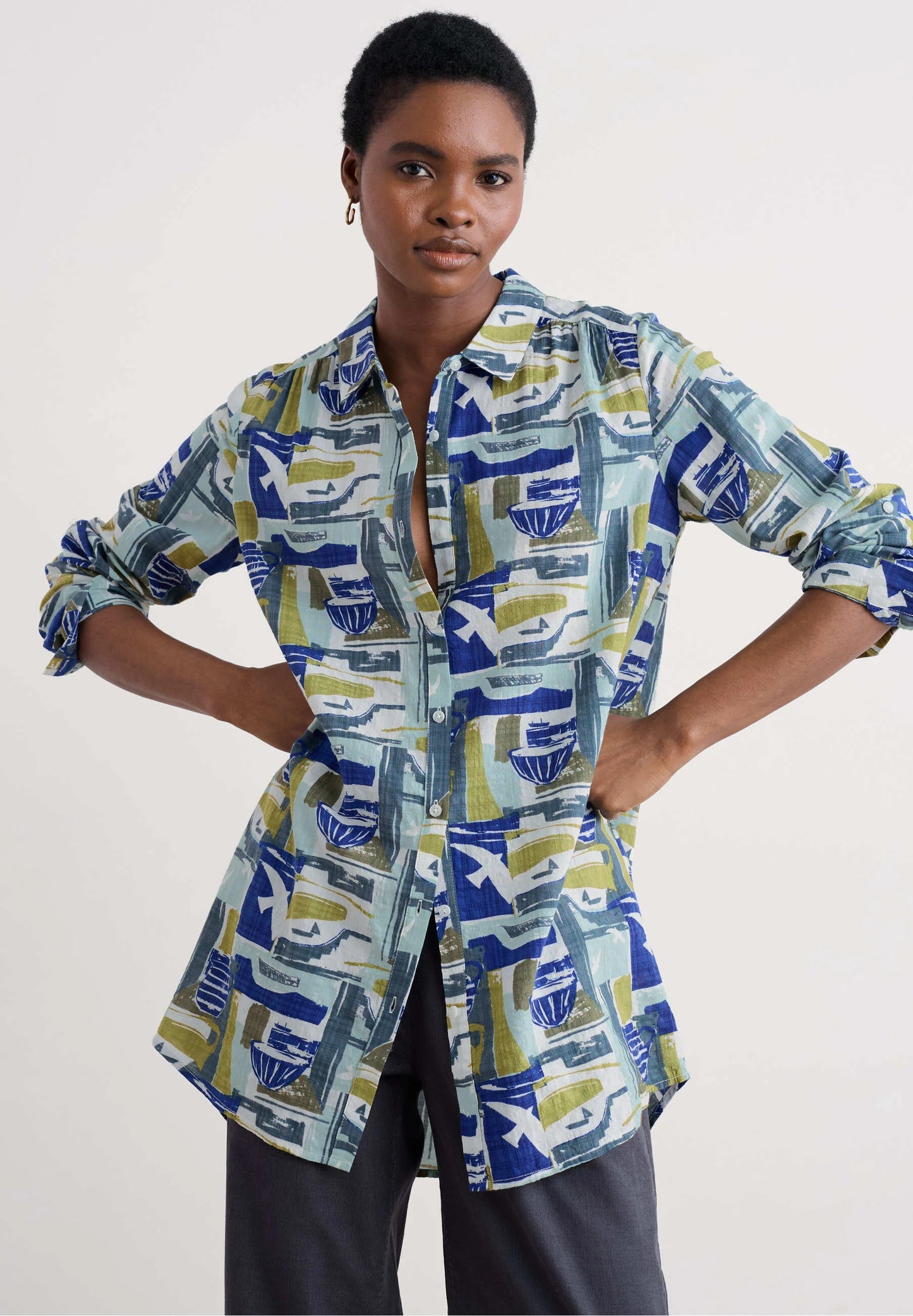 WREN FLUTTER SHIRT - WINDOWSCAPE SKETCH CHALK