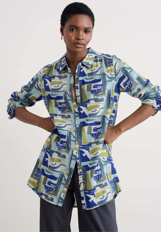 WREN FLUTTER SHIRT - WINDOWSCAPE SKETCH CHALK