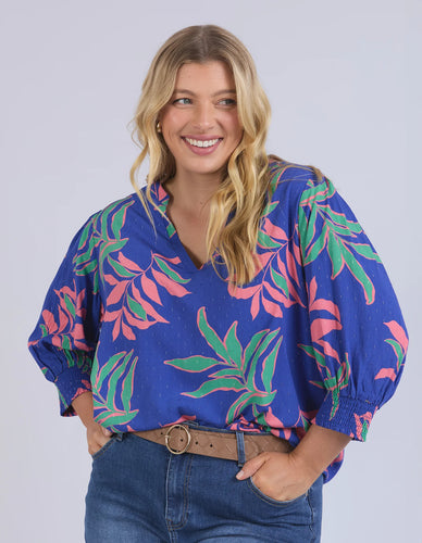 LEILANI BLOUSE - LANI TROPICAL PRINT