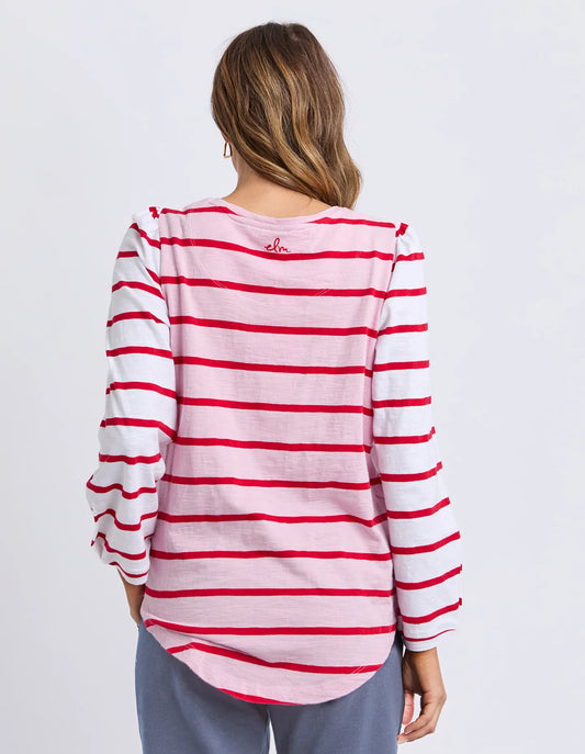 BAIA LONG SLEEVE TEE - PINK & RED STRIPE