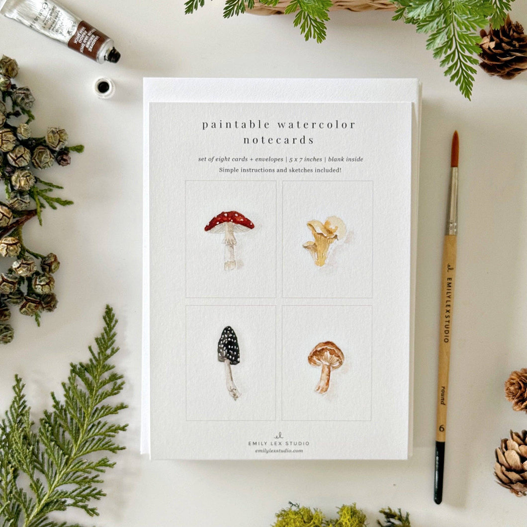 MUSHROOMS PAINTABLE CARDS