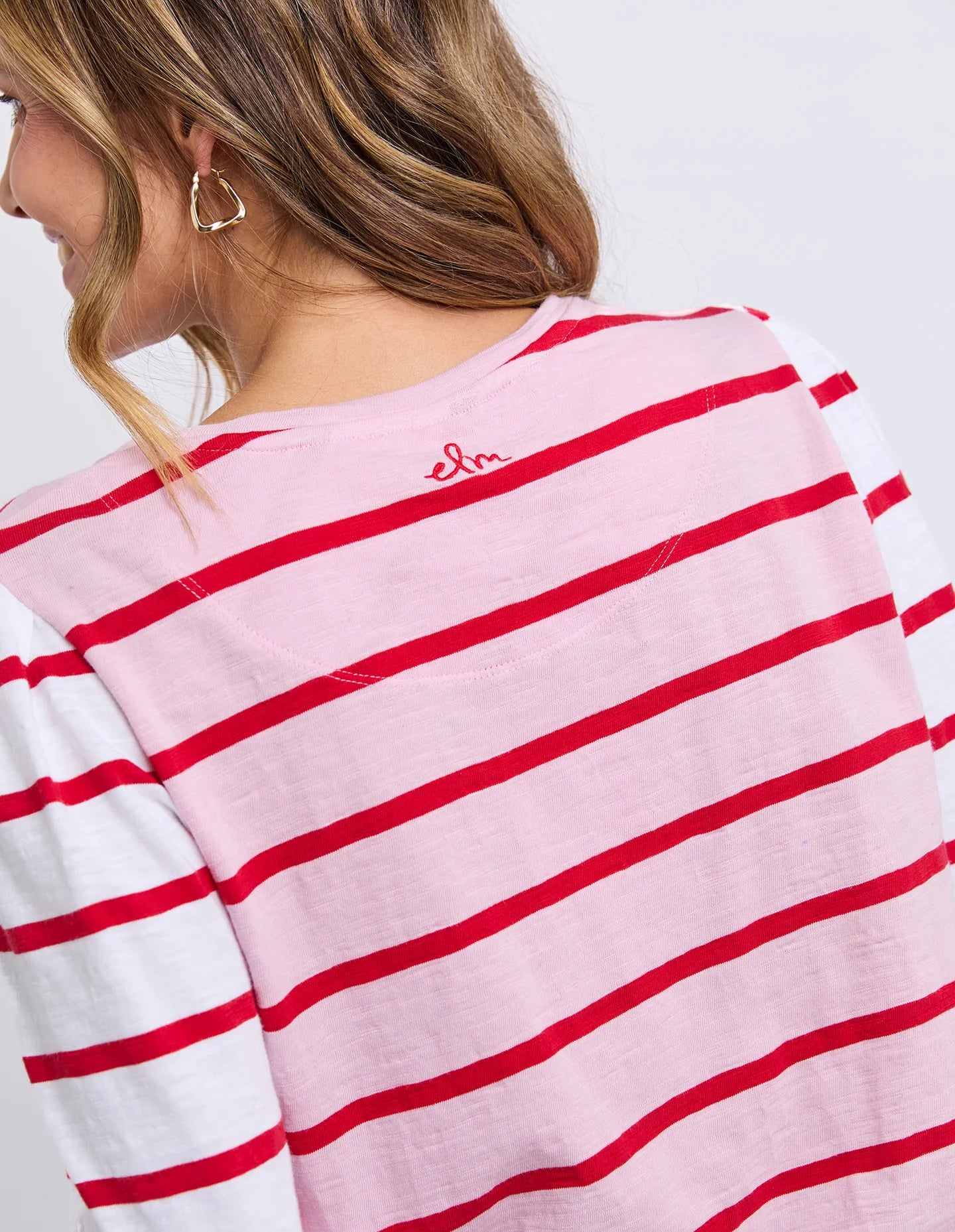BAIA LONG SLEEVE TEE - PINK & RED STRIPE